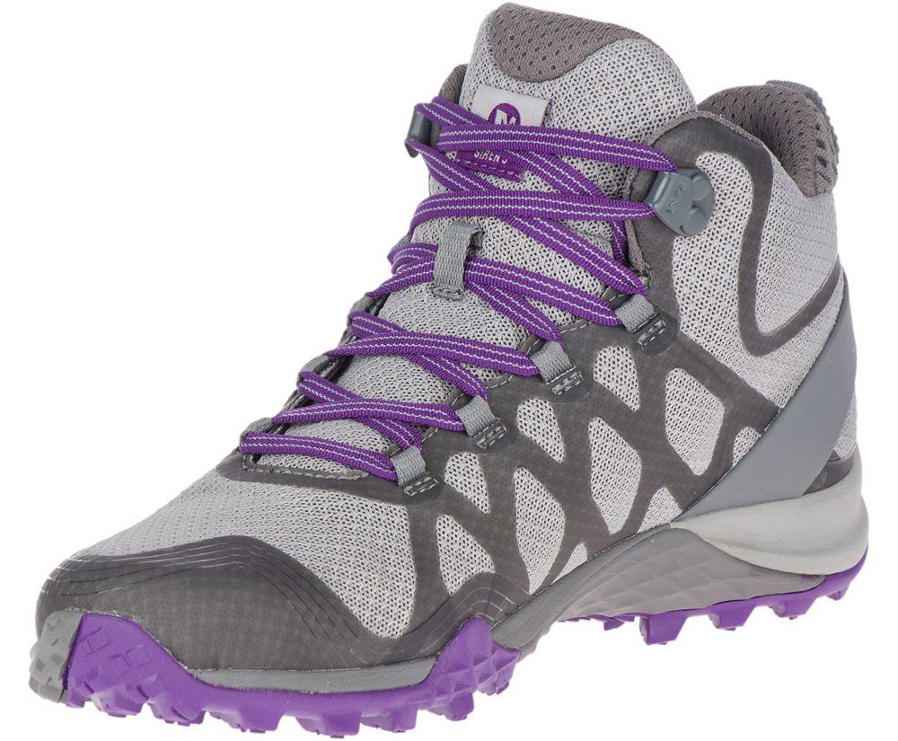 Merrell Boots Grey/Purple - Siren 3 Mid Waterproof - Womens 54YBDGCXT